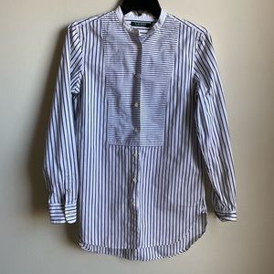 Ralph Lauren Jeans Co Shirt S White Black Stripe Mandarin Collar Long Sl Tunic